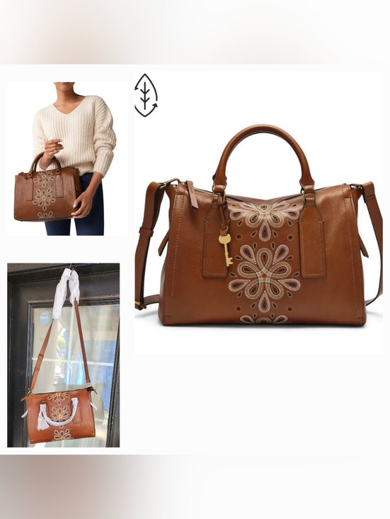 Fossil Handbags - FOSSILParker Embroidery SatchelBrown leather